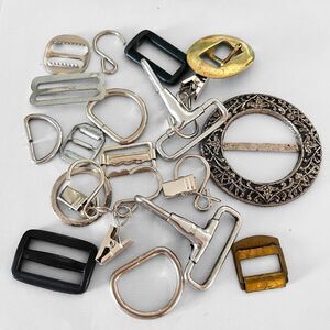 Lot of Metal Buckles Clips Rings